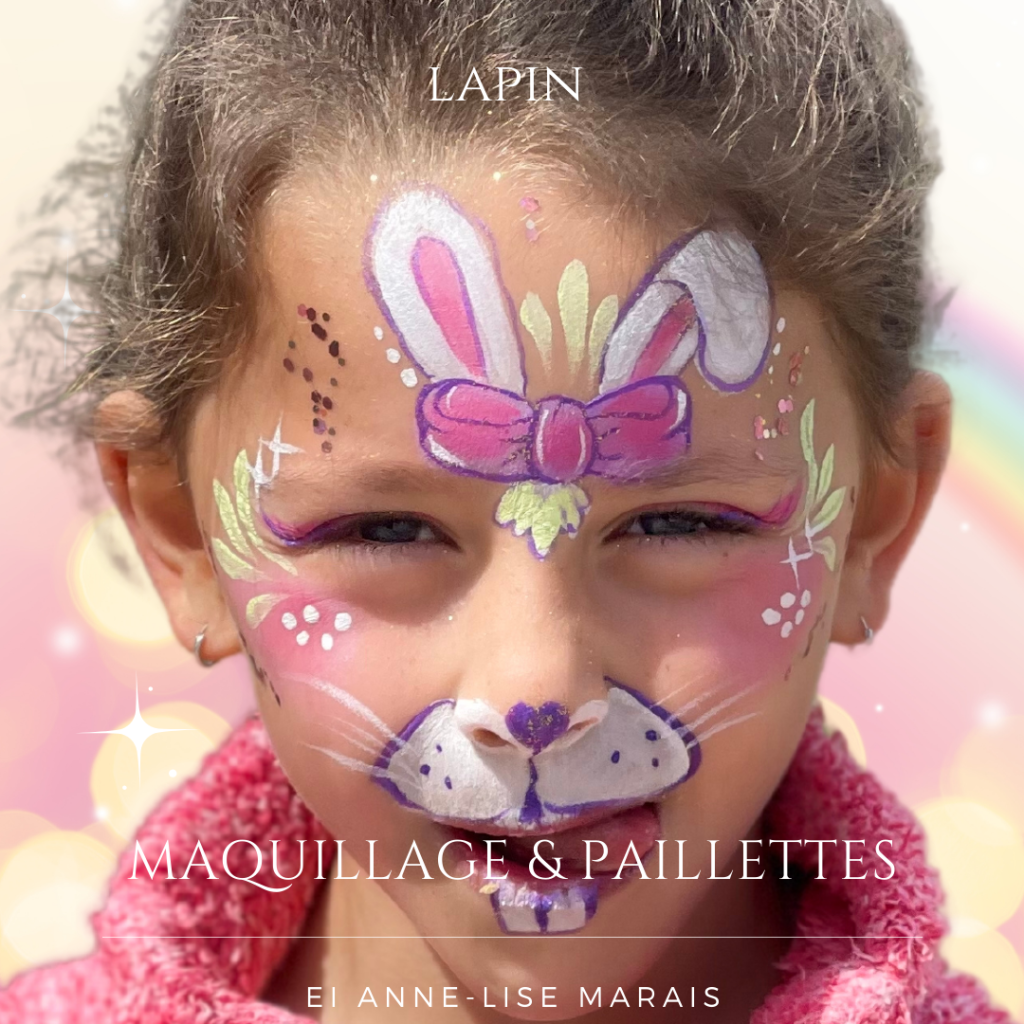 Petite fille avec un joli maquillage de lapin